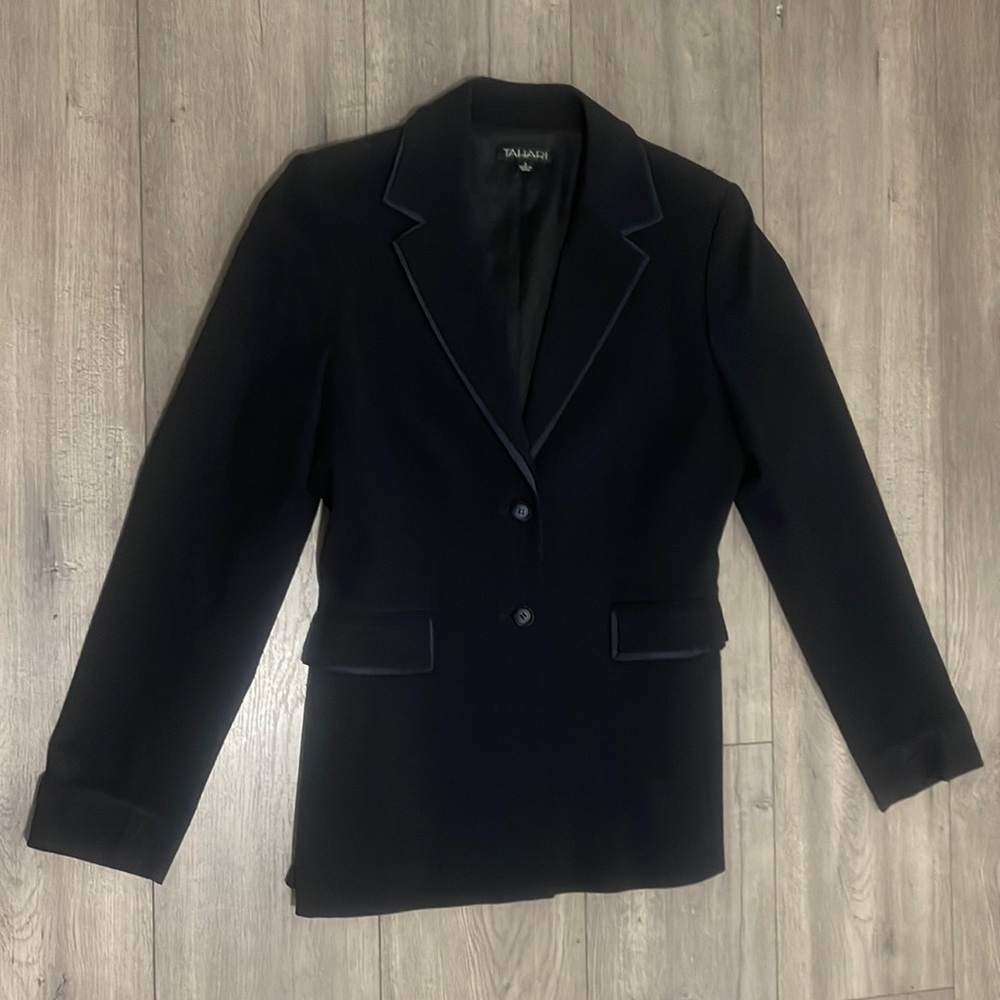 Tahari Women Blazer Long Sleeve Black Size 8